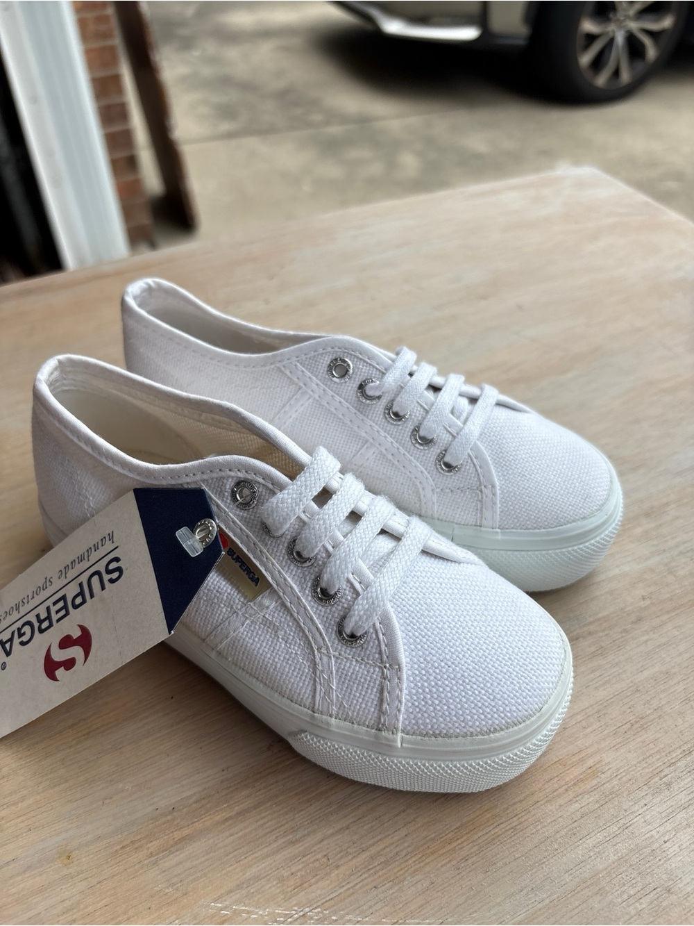Superga White Canvas Kids Lace-Up Sneakers